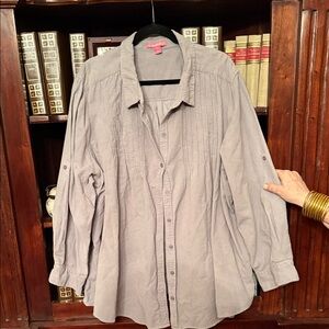 Woman Within Light Gray Textured Top